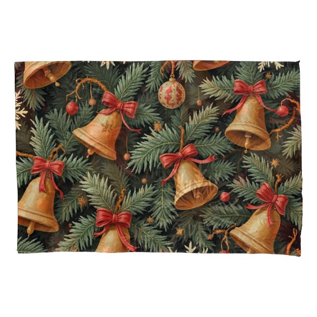 Holiday Christmas Bells Pattern, Pillowcase (Front)