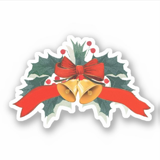 Holiday Christmas bells with holly leaves (Front)