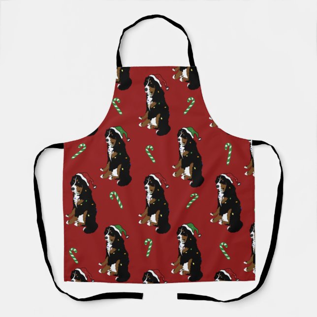 Holiday Christmas Bernese Mountain Dog  Apron (Front)