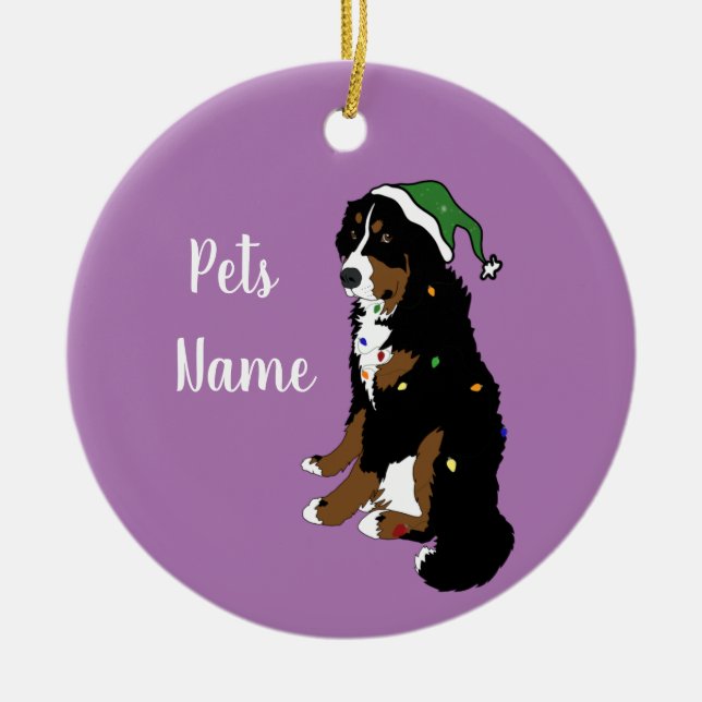 Holiday Christmas Bernese Mountain Dog Ceramic Tree Decoration (Front)