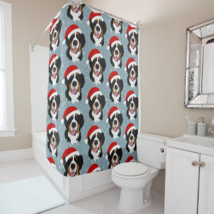 Holiday Christmas Bernese Mountain Dog  Shower Curtain