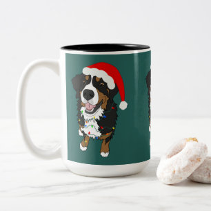 Holiday Christmas Bernese Mountain Dog Two-Tone Coffee Mug