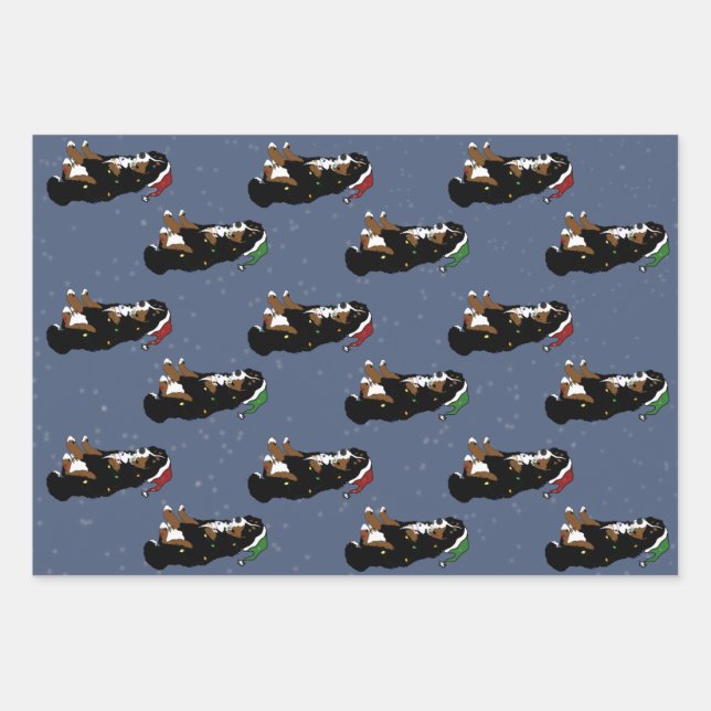 Holiday Christmas Bernese Mountain Dog Wrapping Paper Sheet (Front)