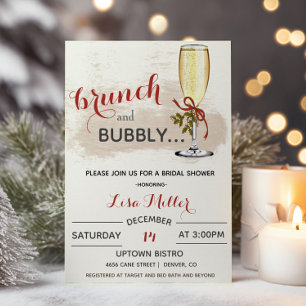 Holiday Christmas Brunch and Bubbly Bridal Shower Invitation