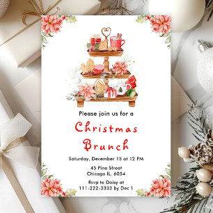Holiday Christmas Brunch Party Red Invitation