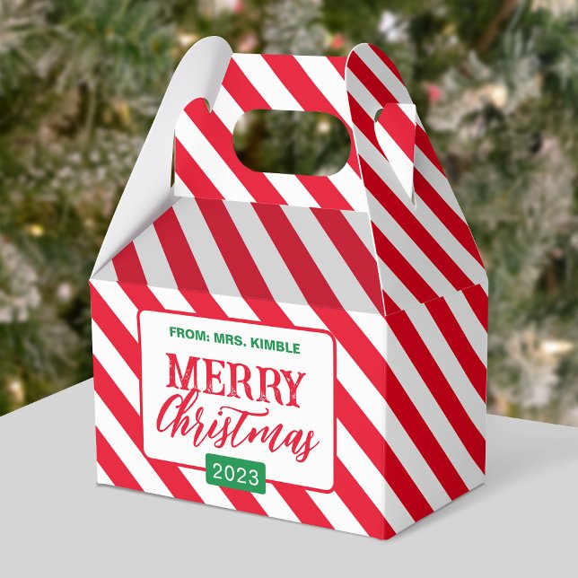 Holiday/Christmas Candy Cane Stripe Gift/Favour Bo Favour Box (Creator Uploaded)