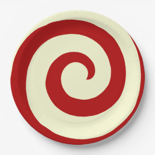 HOLIDAY CHRISTMAS CANDY SWIRL PAPER PLATE