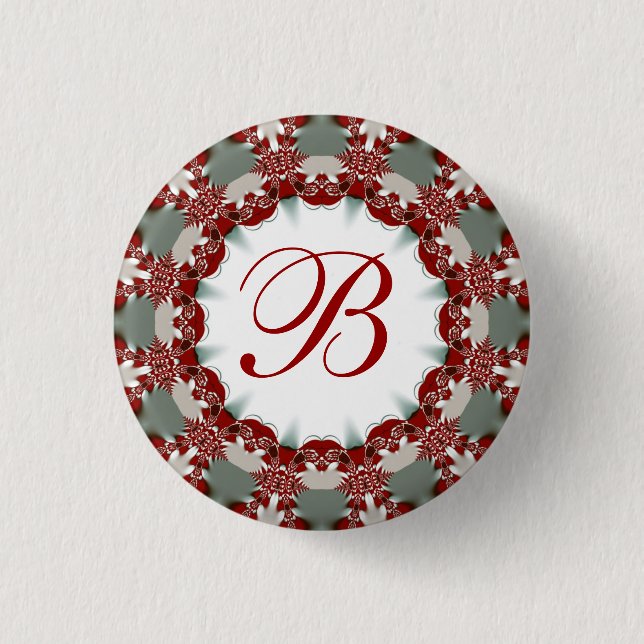 Holiday + Christmas Celebration Monogram Button (Front)