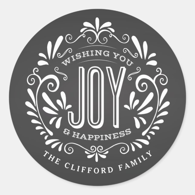 HOLIDAY CHRISTMAS CHALK ART ORNAMENT STICKERS (Front)