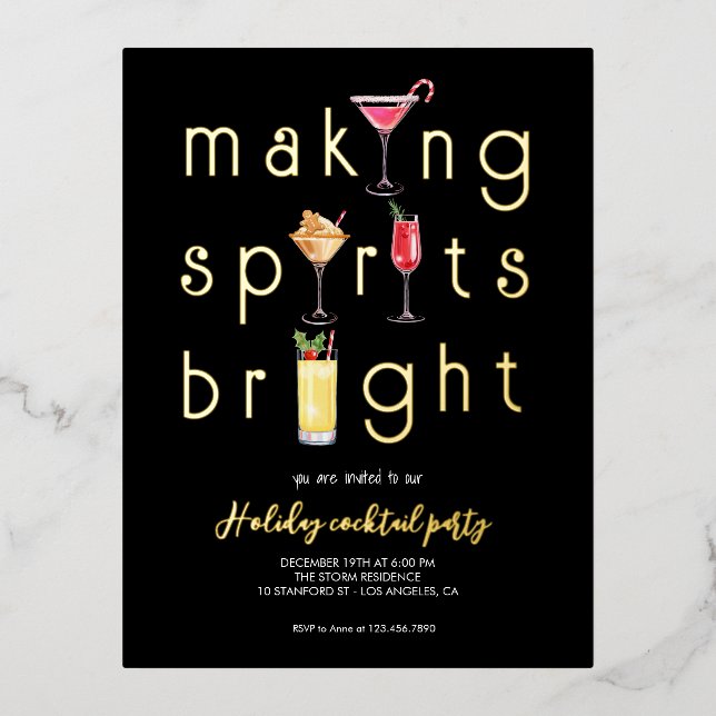Holiday Christmas cocktail party invitation (Front)