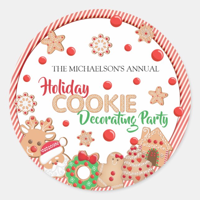 Holiday Christmas Cookie Decorating Party Classic Round Sticker (Front)