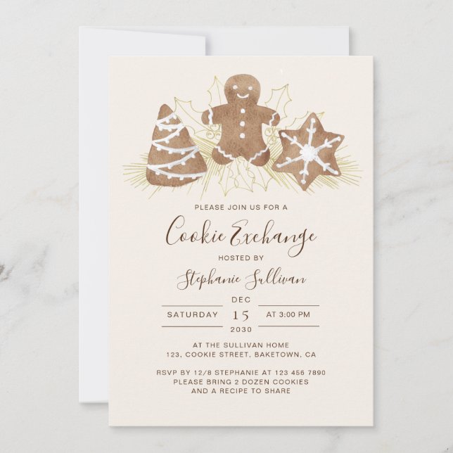 Holiday Christmas Cookie Exchange Party Invitation (Front)