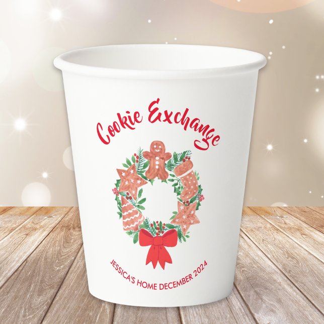Holiday Christmas Cookie Exchange Party Paper Cups (Creator Uploaded)