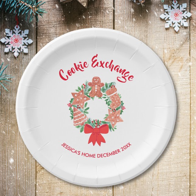 Holiday Christmas Cookie Exchange Party Paper Plate (Creator Uploaded)