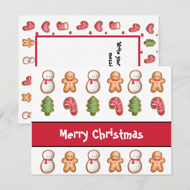Holiday Christmas Cookie Personalised Flat Card (Front/Back)