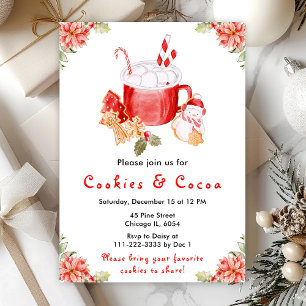 Holiday Christmas Cookies and Cocoa Red Invitation