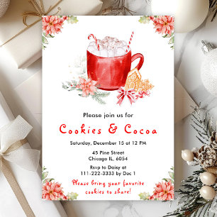 Holiday Christmas Cookies and Cocoa Red Invitation