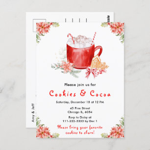 Holiday Christmas Cookies and Cocoa Red Postcard