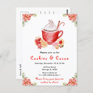 Holiday Christmas Cookies and Cocoa Red Postcard