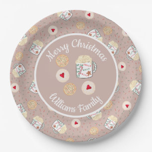 Holiday Christmas Cookies and Hot Cocoa Paper Plate