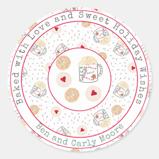 Holiday Christmas Cookies Personalised Classic Round Sticker (Front)