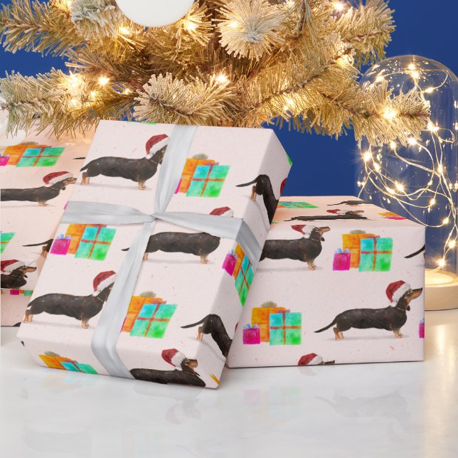 Holiday Christmas Dog Dachshund Merry Bright Wrapping Paper (Holidays)