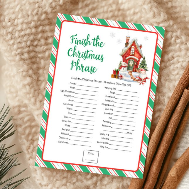 Holiday Christmas Finish the Christmas Phrase Game (Christmas Party Games)