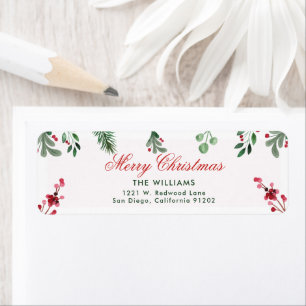 Holiday Christmas flowers  Return Address 