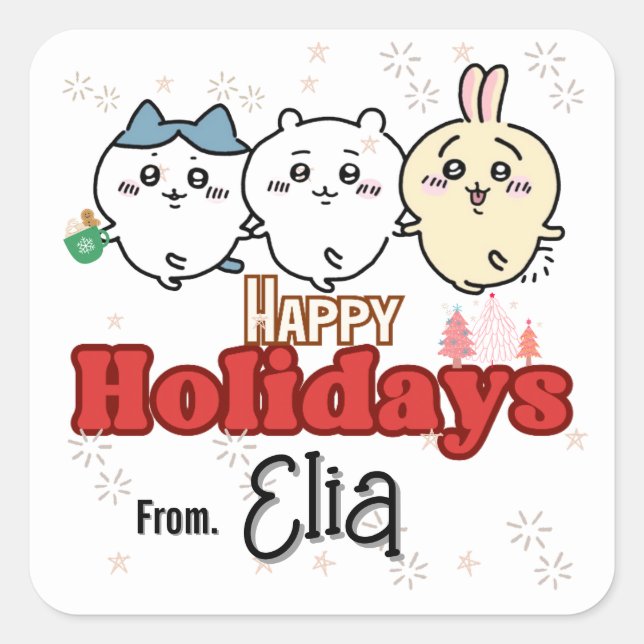 Holiday Christmas friends cute stickers (Front)
