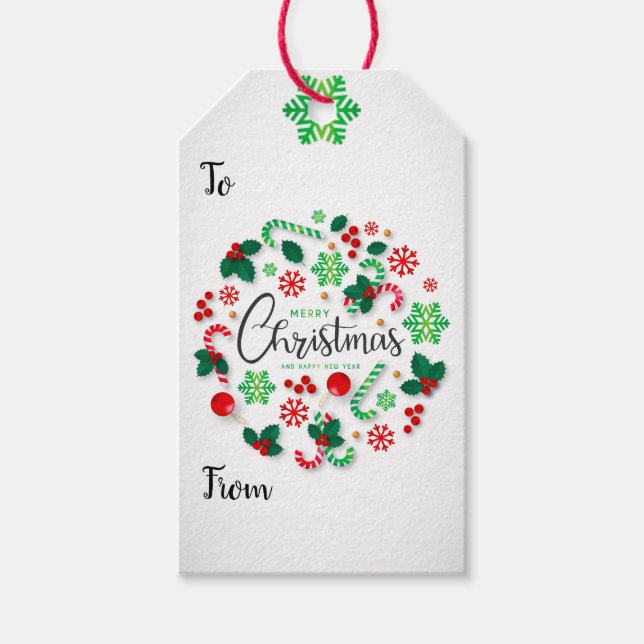 Holiday - Christmas Fun Wreath Gift Tags (Front)