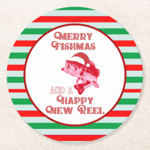 Holiday Christmas Funny Fishing Fishmas Coasters