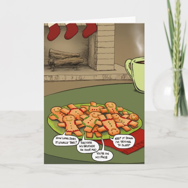 Holiday Christmas Gingerbread Men Greeting Card (Front)