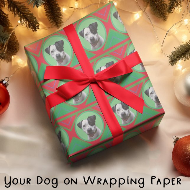 Holiday Christmas Green and Red with Your Photo Wrapping Paper (Creator Uploaded)