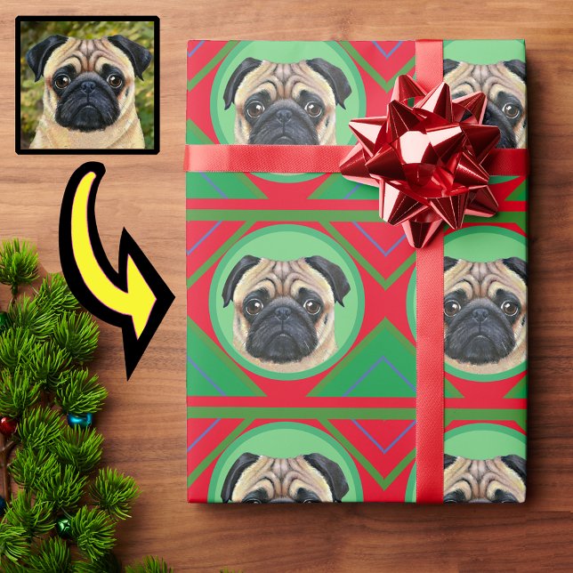 Holiday Christmas Green and Red with Your Photo Wrapping Paper (Creator Uploaded)