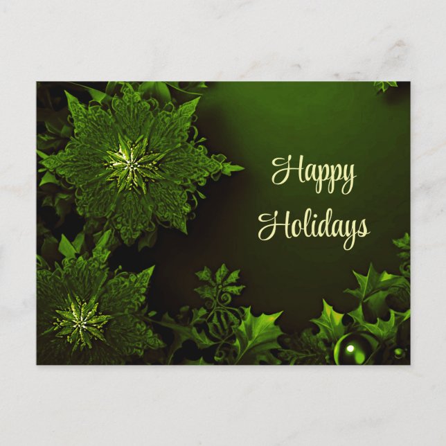 Holiday Christmas Green Floral Postcard (Front)