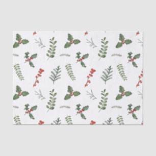 Holiday Christmas Greenery and Holly Berry Tissue Paper