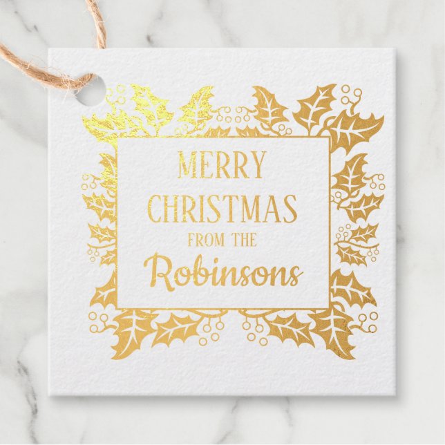 Holiday Christmas Holly Berry Tree Gift Tag (Front)