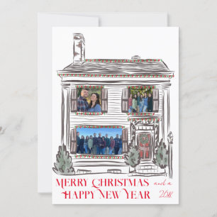 Holiday Christmas House Flat Card