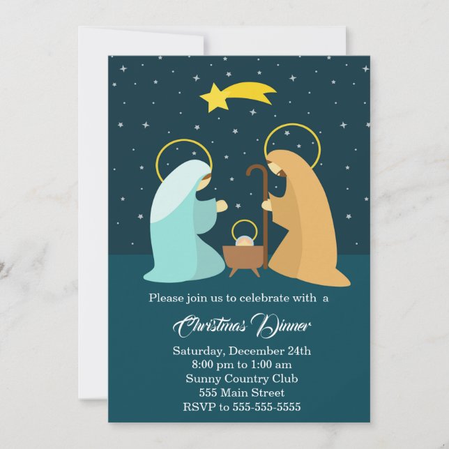 Holiday christmas invitation gifts nativity (Front)