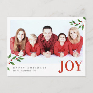 Holiday Christmas JOY Photo Greeting Postcard