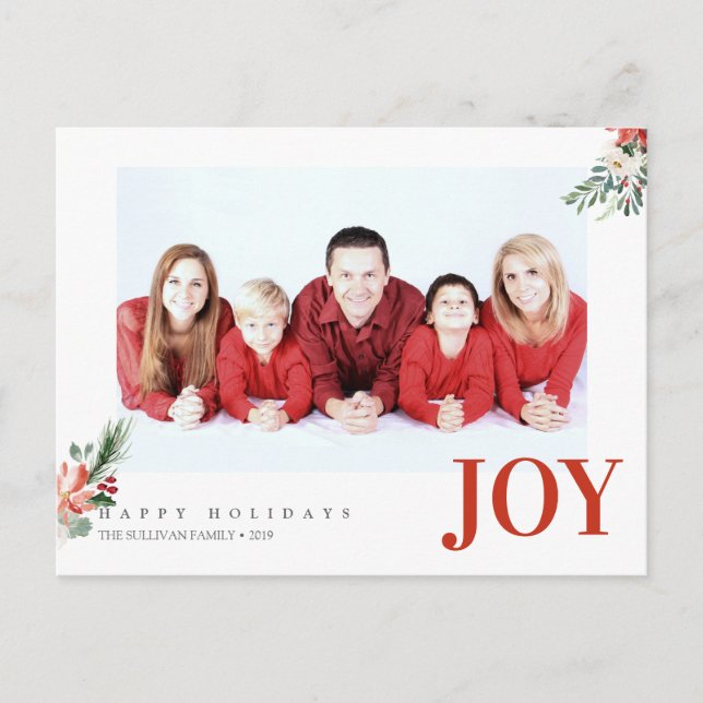 Holiday Christmas Joy Photo Greeting Postcard 3 (Front)