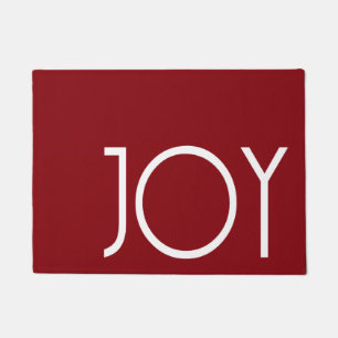 Holiday Christmas Joy Red Background Doormat