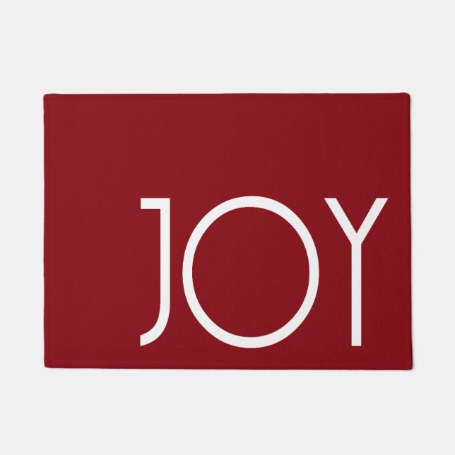 Holiday Christmas Joy Red Background Doormat (Front)