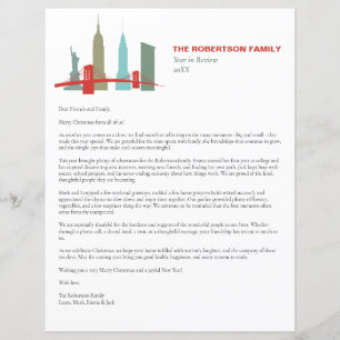 Holiday Christmas Letter Template New York Skyline