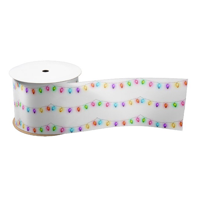 Holiday Christmas Lights Satin Ribbon (Spool)