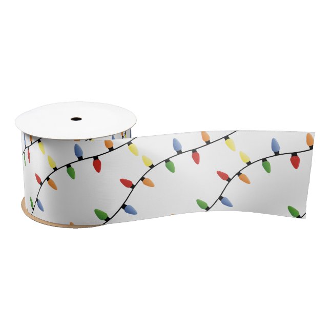 Holiday Christmas Lights Satin Ribbon (Spool)