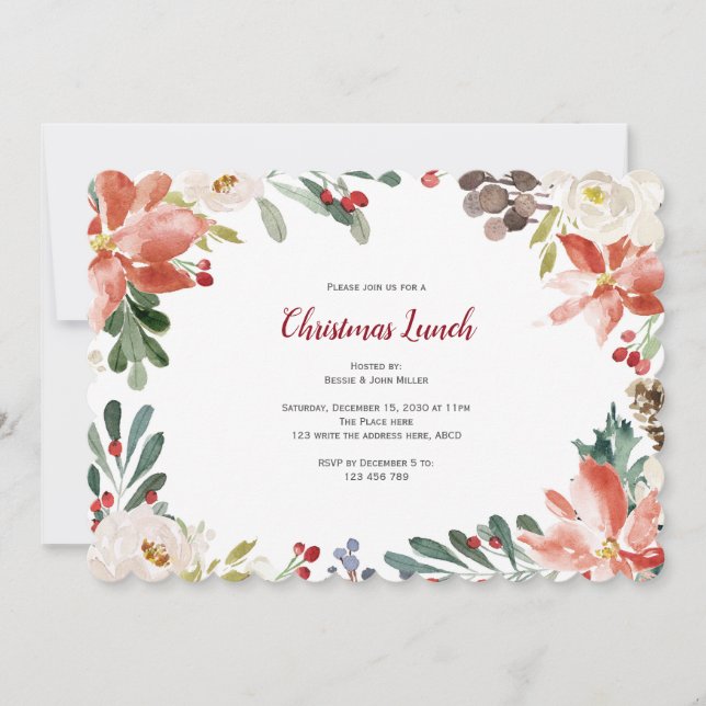 Holiday, Christmas Lunch or Dinner Party Invitation (Front)