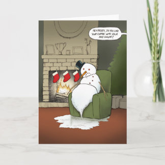 Holiday Christmas Melting Snowman Greeting Card