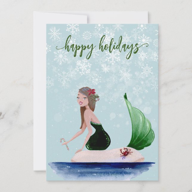 Holiday Christmas Mermaid Green (Front)