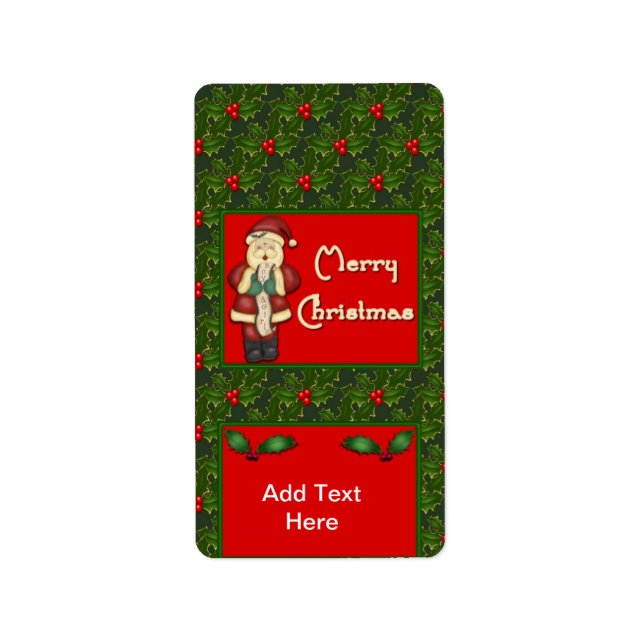 Holiday Christmas Miniature Candy bar wrappers Label (Front)
